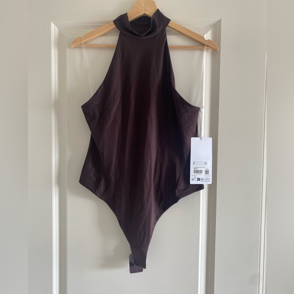 Wundermost Ultra-Soft Nulu Mockneck Sleeveless Bodysuit FRPR Brown Size L New